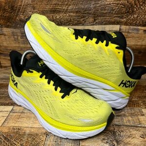 Hoka One One Mens Clifton 9 Yellow Black Running Shoes Sneakers Size 8.5 D